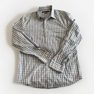 Perry Ellis Men's Non Iron Stretch Button Down Shirt Size Medium‎ Purple Plaid